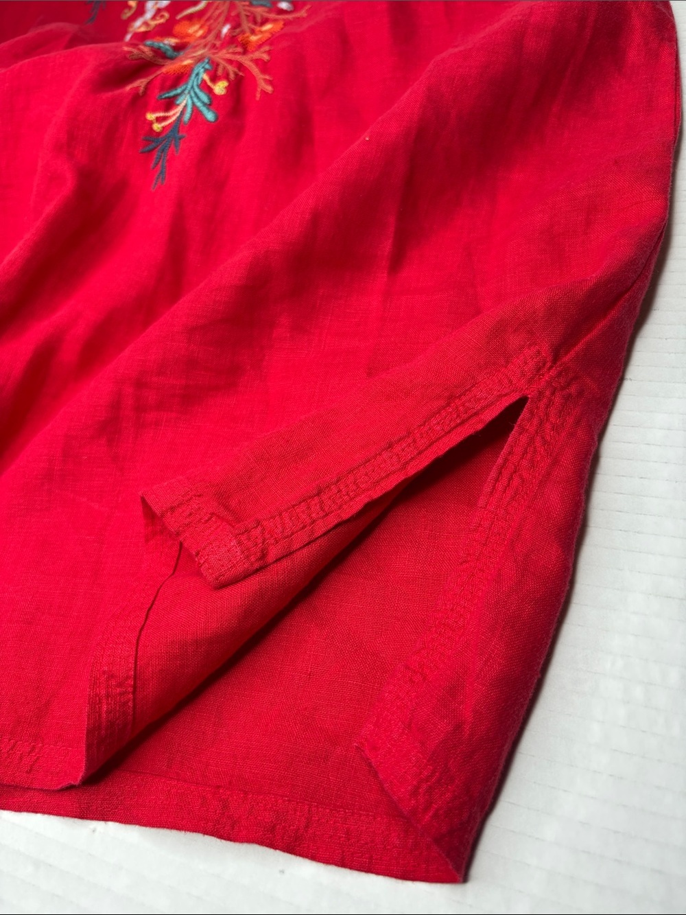 Johnny Was Ariel easy tunic linen dress, red, xs - Picture 5 of 10